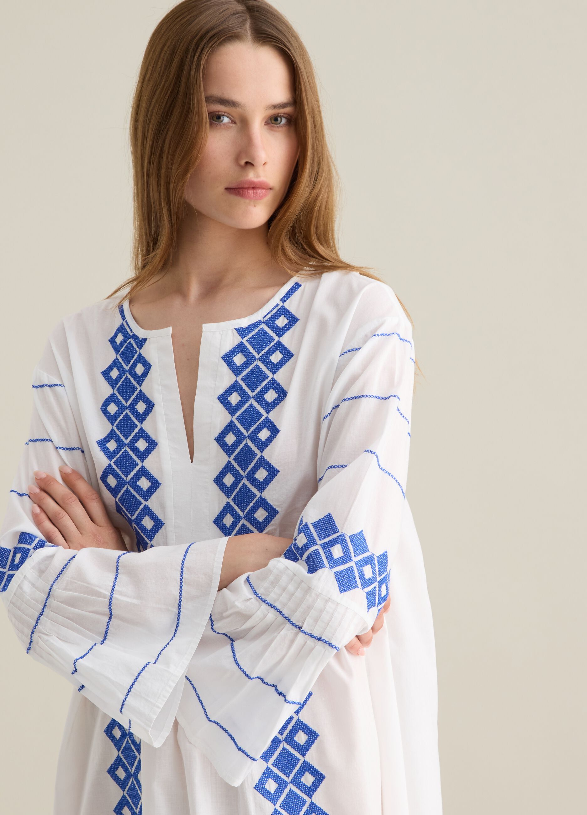 Women's dress in pure cotton multicolor regular fit
