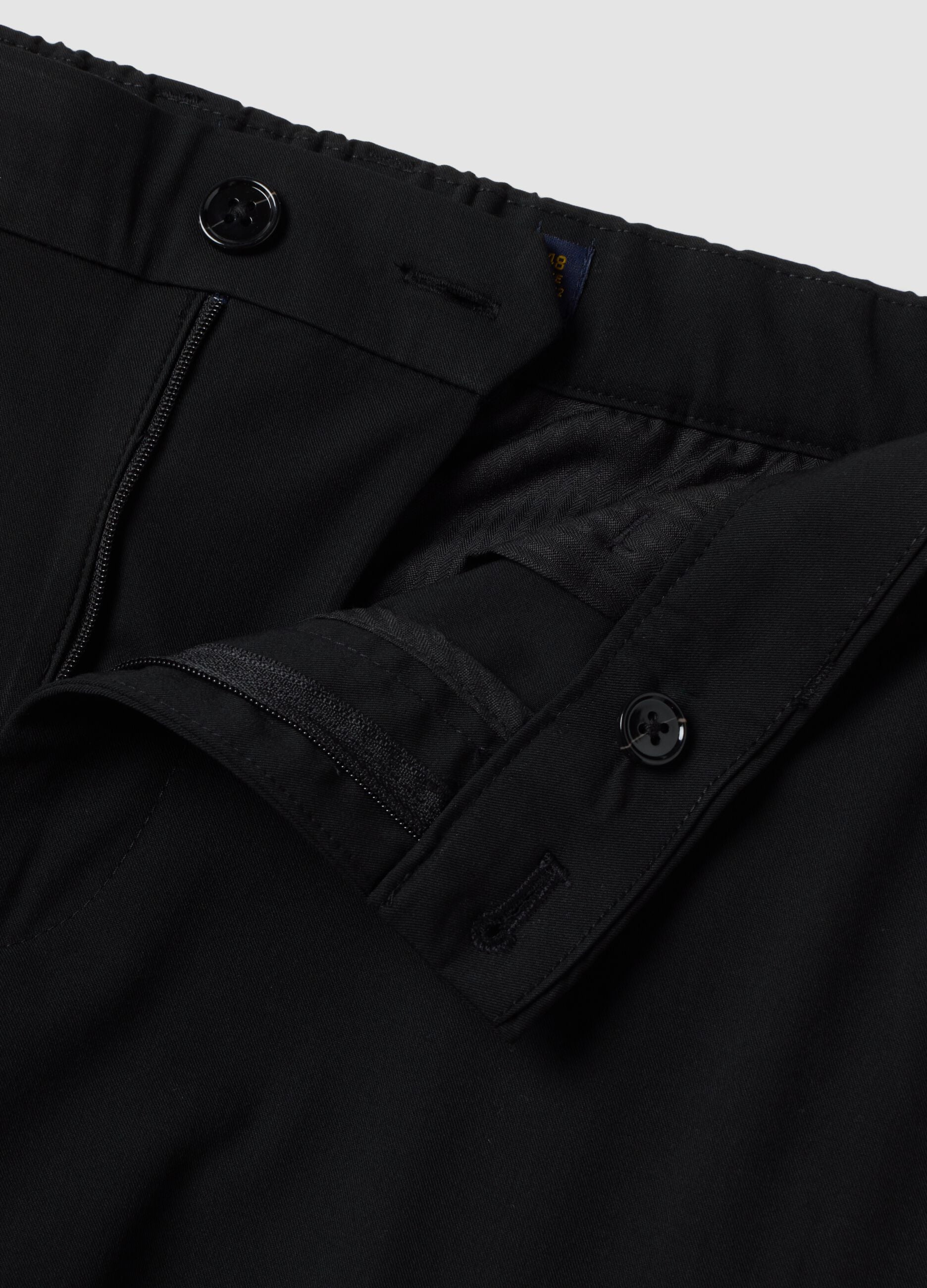 Black slim-fit stretch viscose twill chino trousers