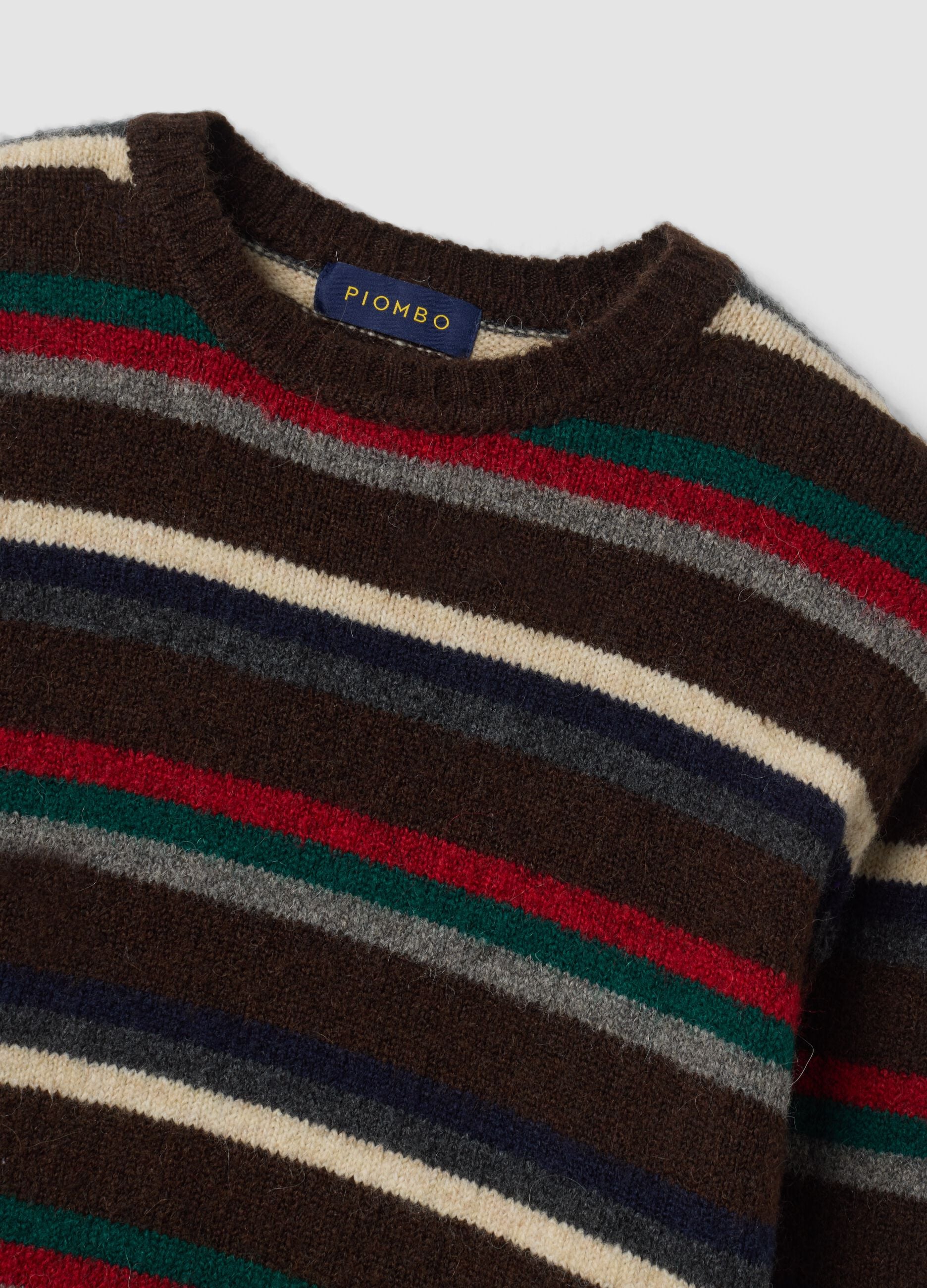Multicolour crew-neck jumper in stretch wool and alpaca