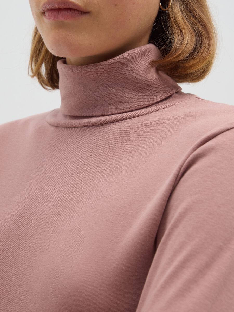Regular fit pink cotton-blend turtleneck_3