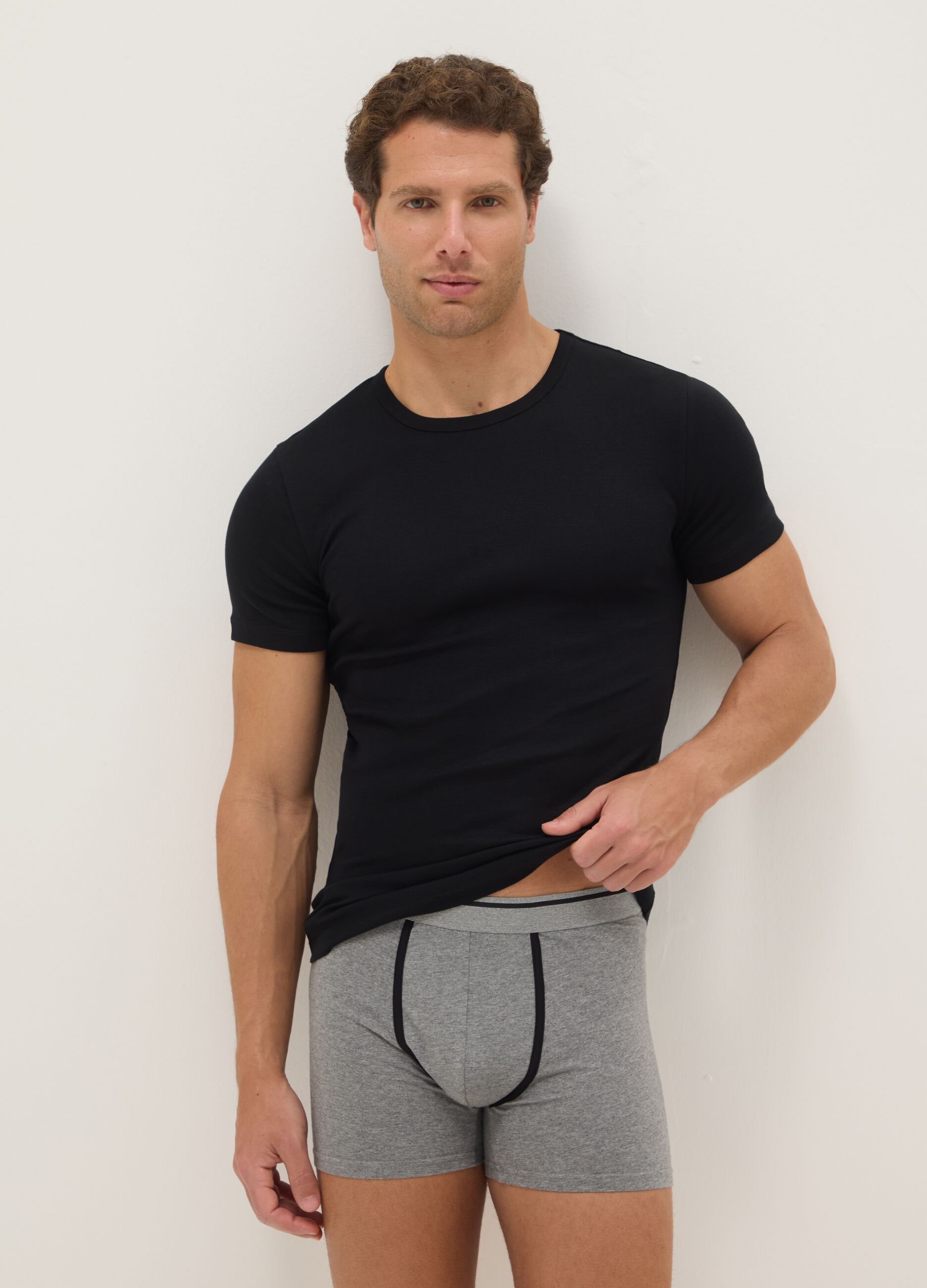 Two-Pack Black Organic Cotton Crew Neck T-shirts Regular Fit