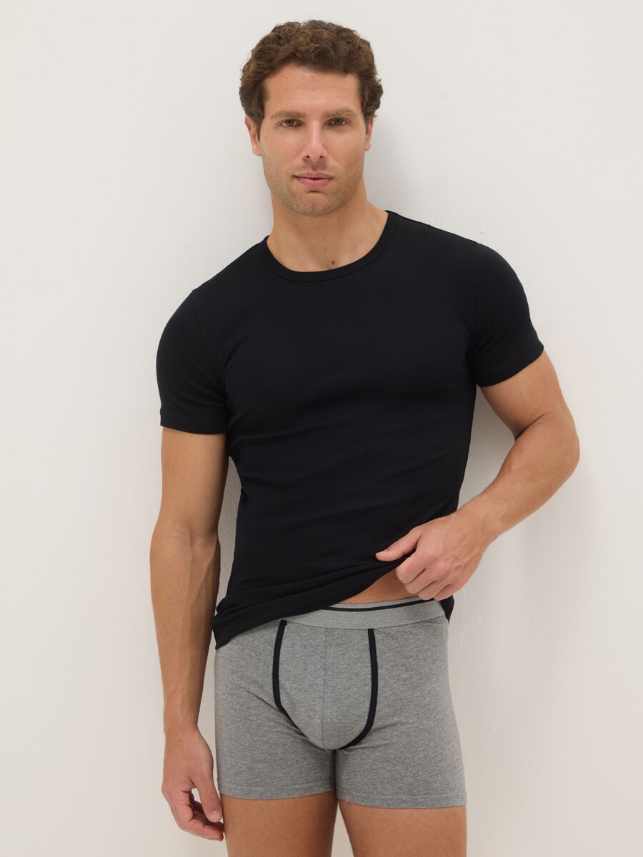 Two-Pack Black Organic Cotton Crew Neck T-shirts Regular Fit_0