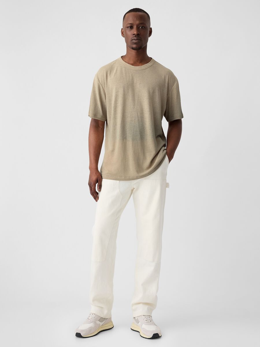 T-shirt with round neck in linen blend_1