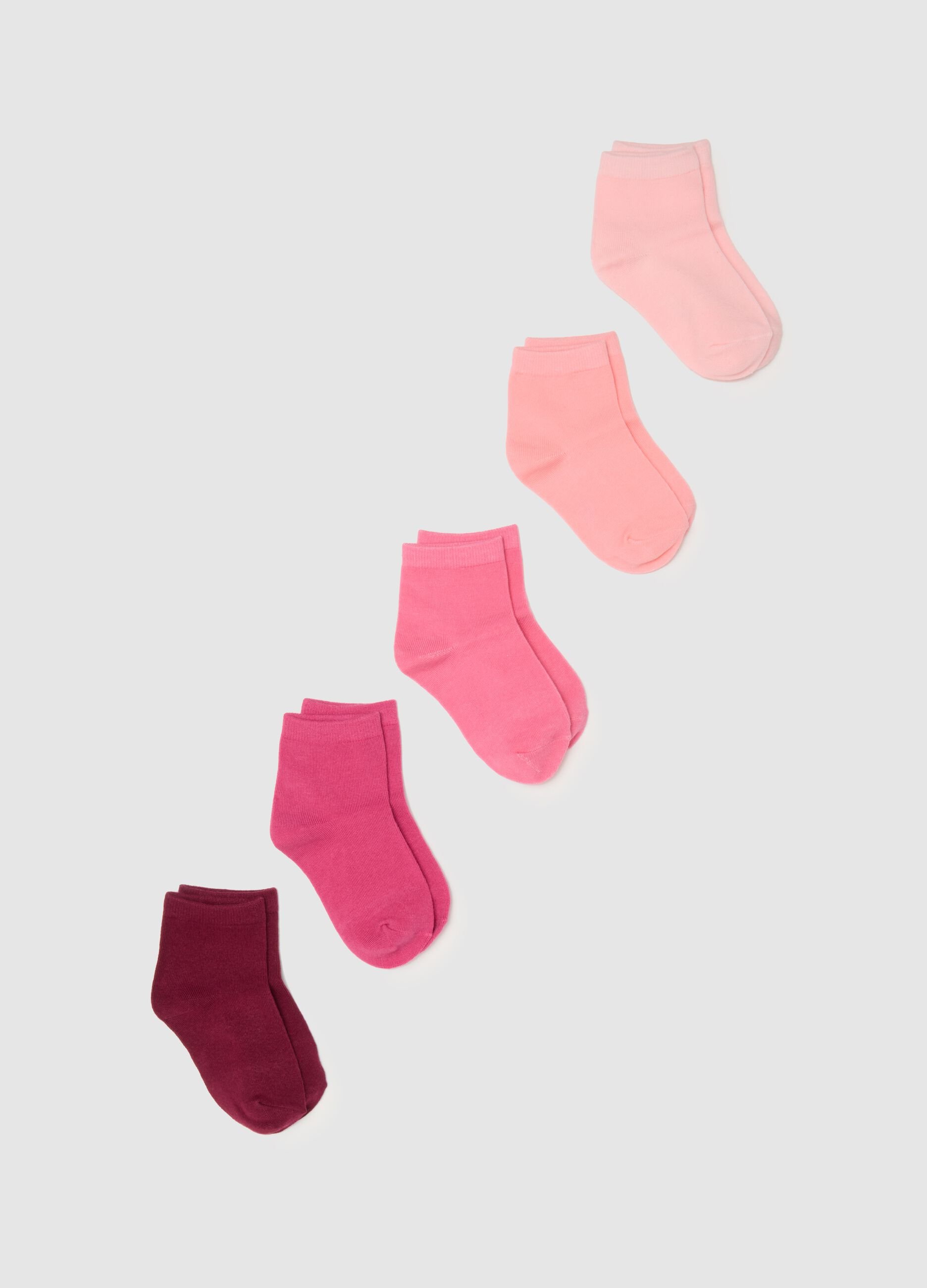 Multipack of short pink cotton blend socks for girls