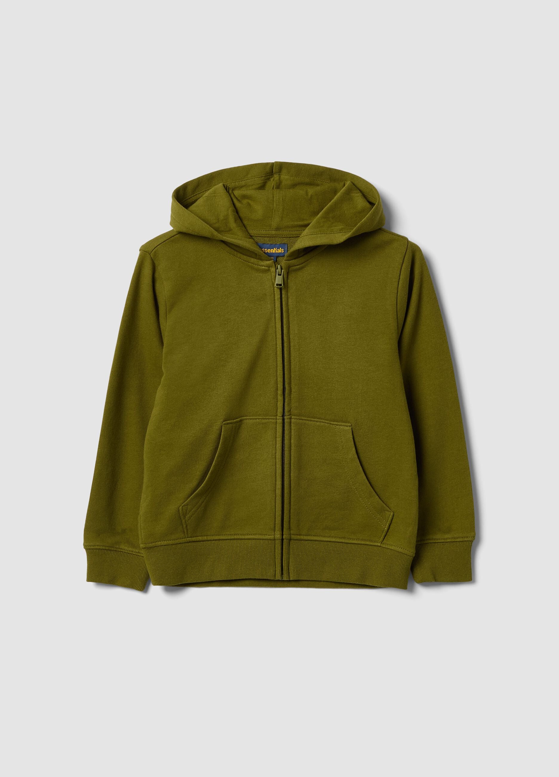 Green organic cotton hooded sweatshirt for boys, regular fit