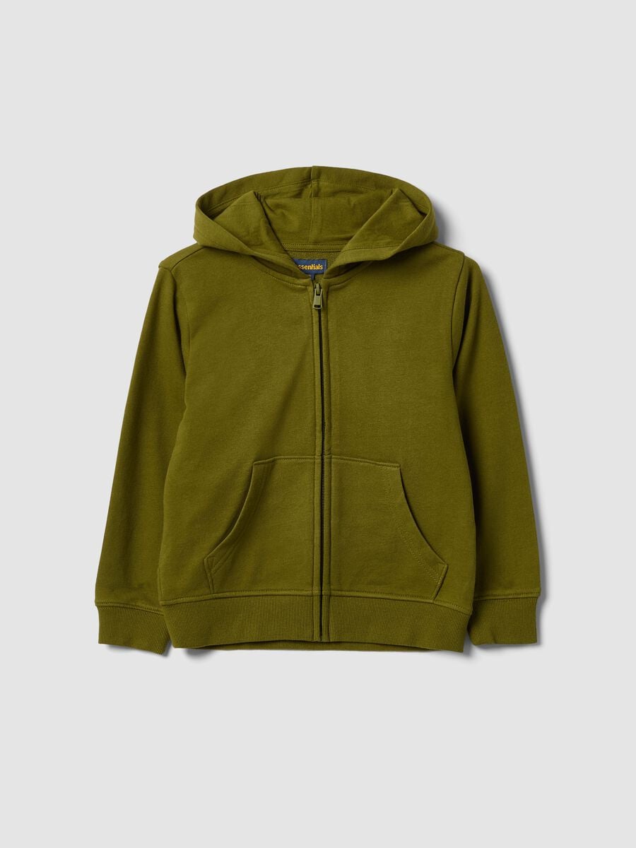 Felpa verde con cappuccio in puro cotone organico per bambino regular fit_0