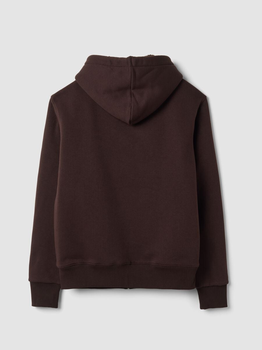 Felpa marrone in misto cotone fleece con cappuccio regular fit_1