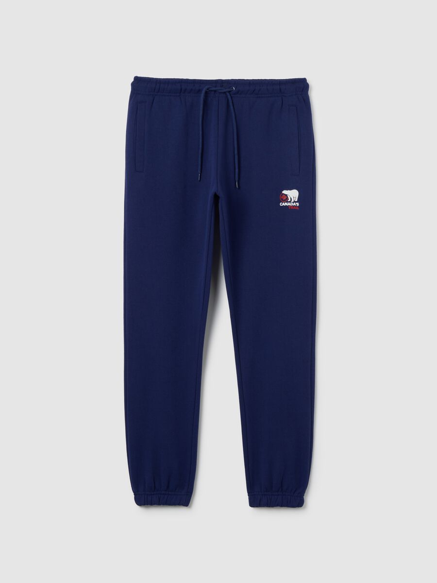 Blue cotton blend jogger pants_4