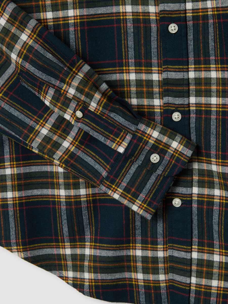 Multicolour long sleeve shirt in pure cotton with a regular fit and check pattern_5