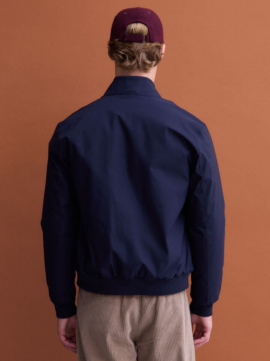 Navy padded jacket, regular fit, with zip and high neck_3