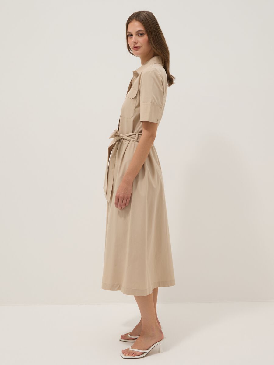 Abito chemisier beige in puro cotone_2