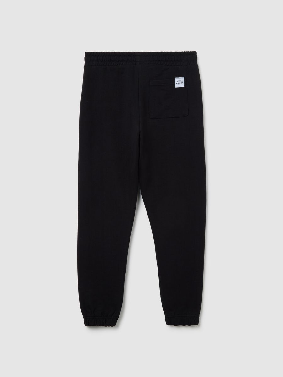 Black jogger trousers for boys in cotton and viscose_1