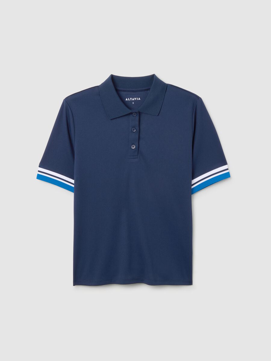 Breathable technical fabric polo with striped sleeves ALTAVIA COURT_4