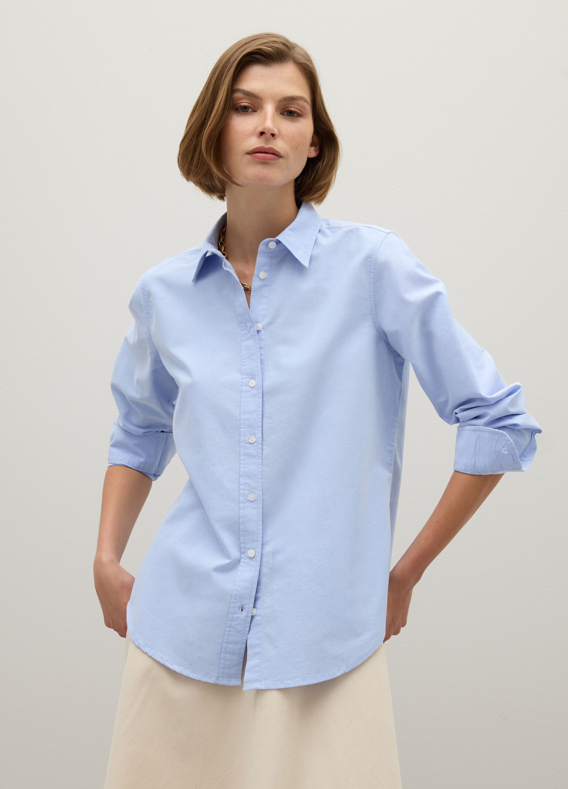 Camicia in puro cotone azzurra regular fit