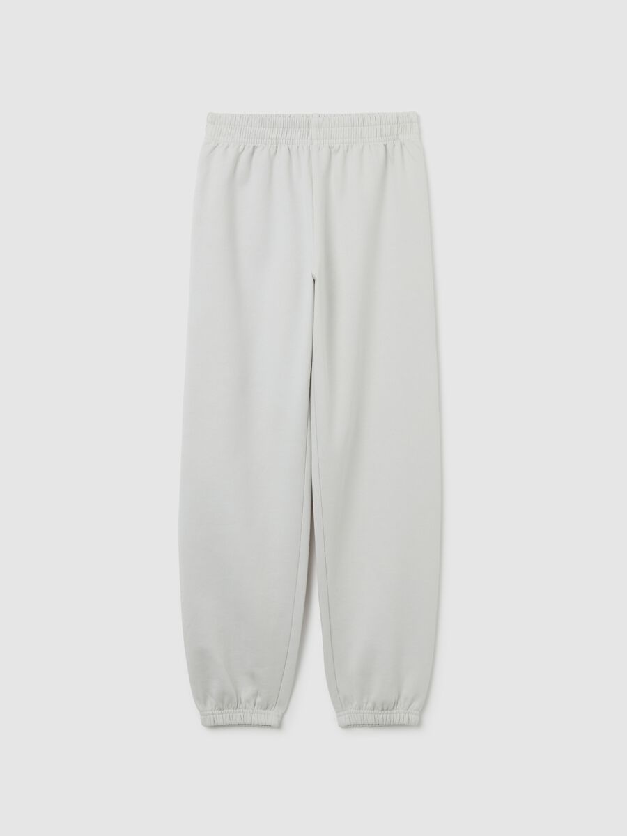 Girls' White Cotton Joggers Regular Fit_0