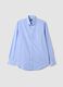 Camicia azzurra in misto cotone a righe sottili easy iron regular fit_4