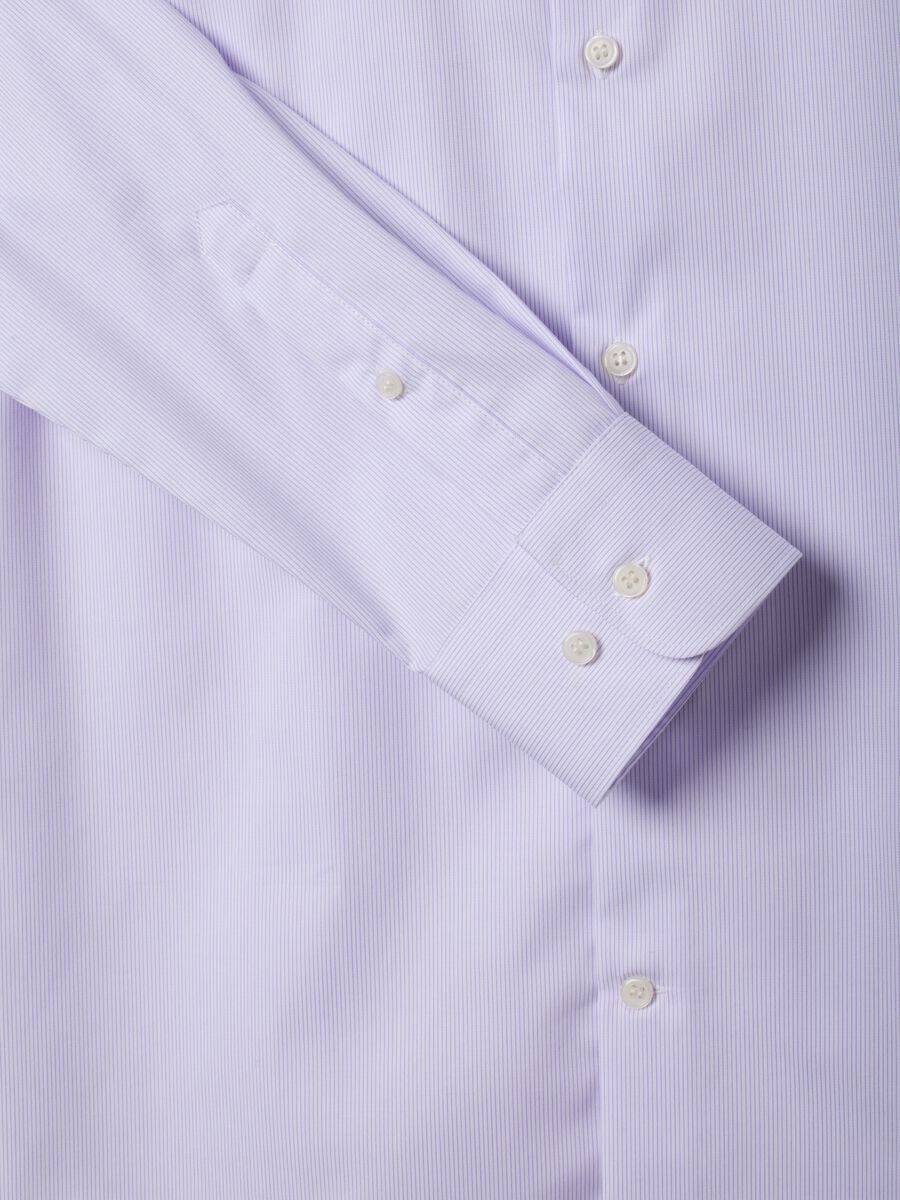 Camicia bianca a righe in puro cotone con collo francese slim fit no iron_6