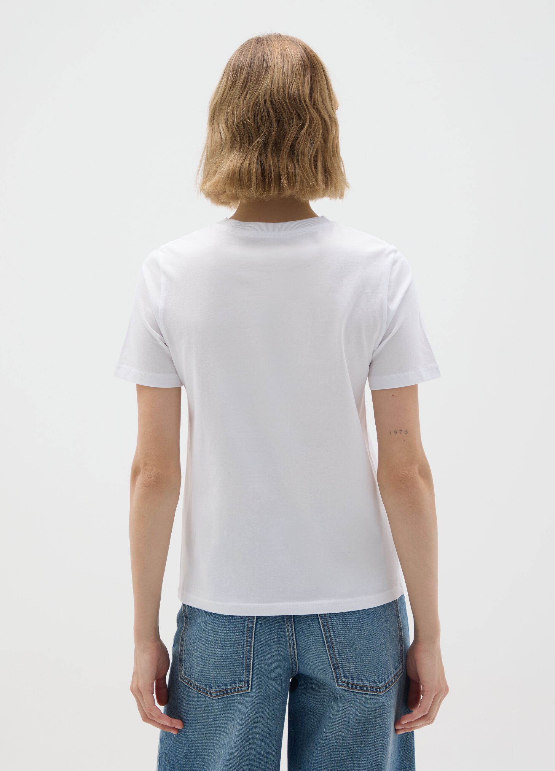 White pure cotton t-shirt regular fit