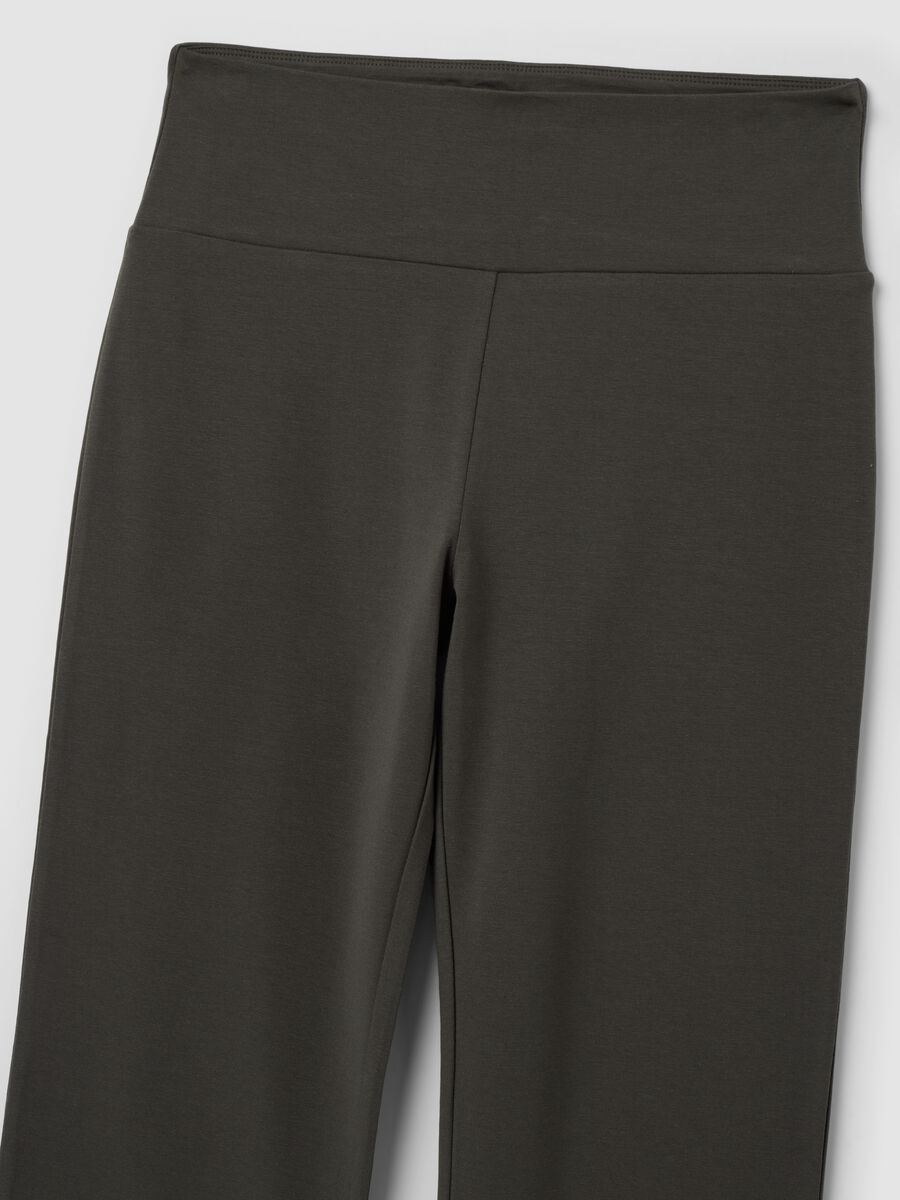 Pantaloni flare grigi in cotone elasticizzato_6