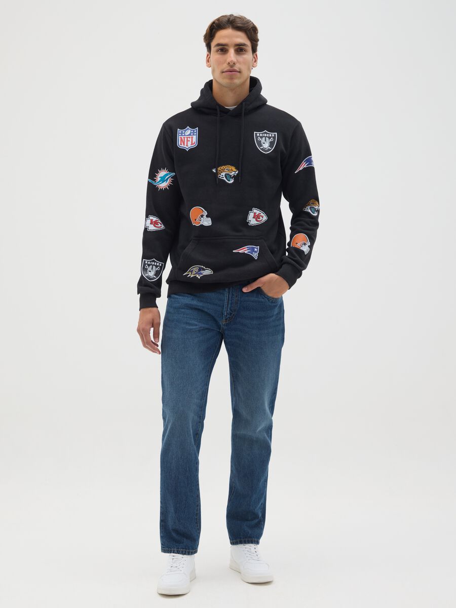Black cotton blend sweatshirt with NFL logos_1