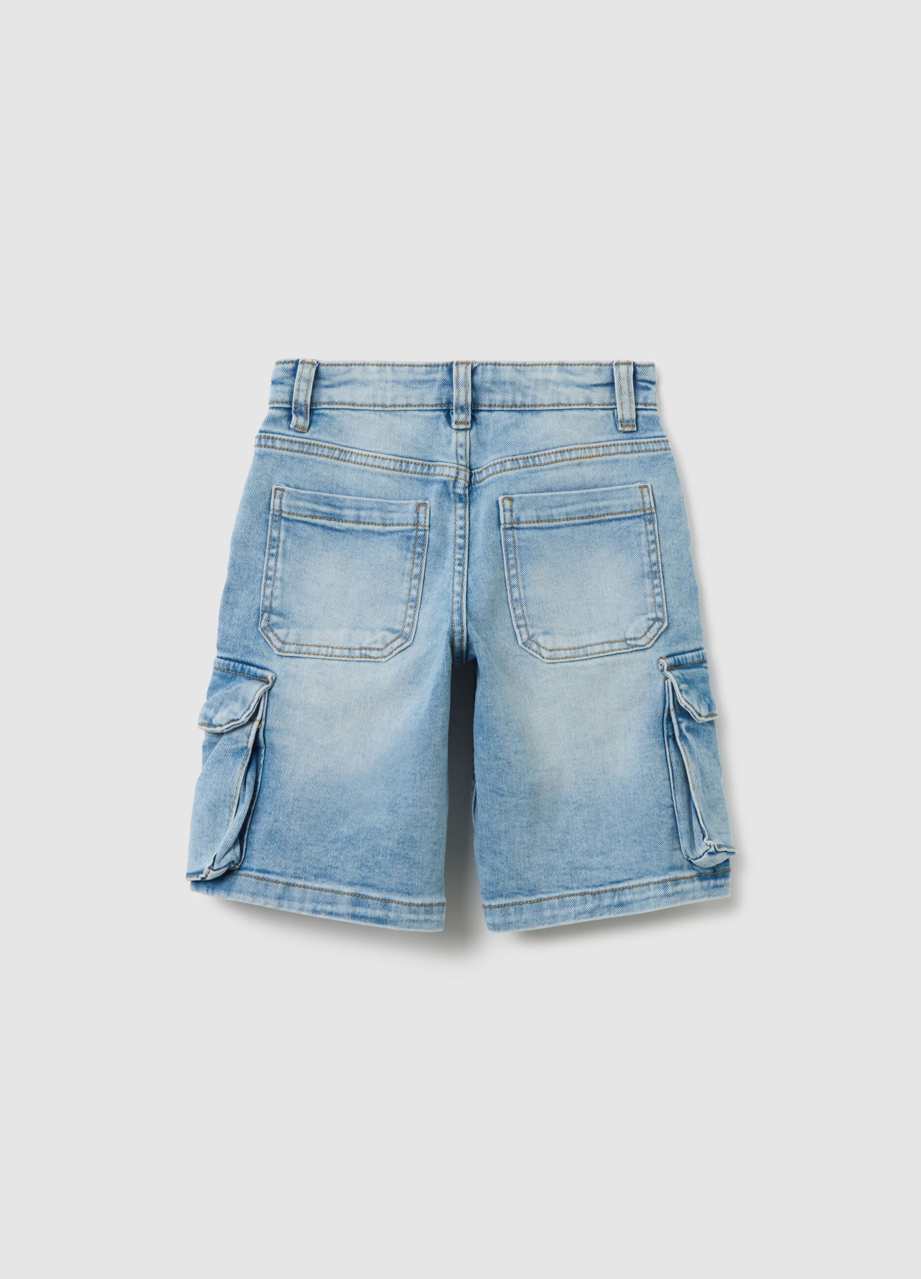 Blue denim baggy cargo trousers for kids