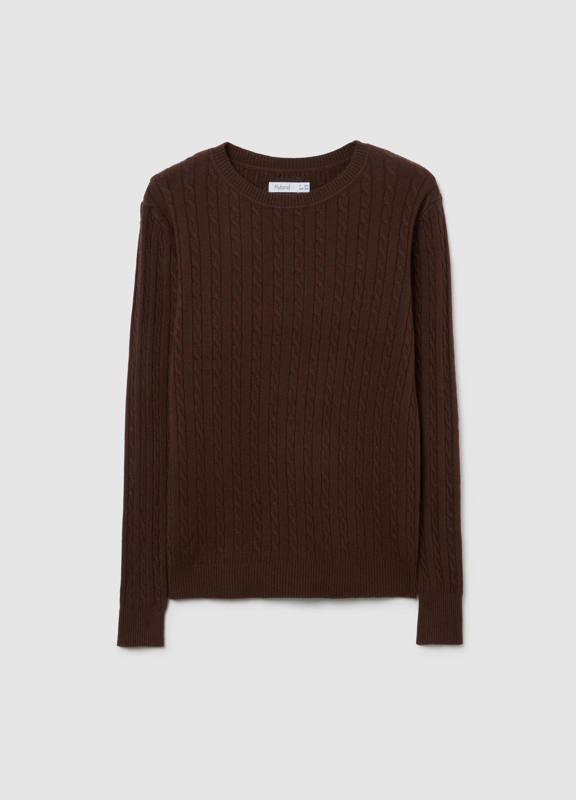 Brown sweater with cable knit