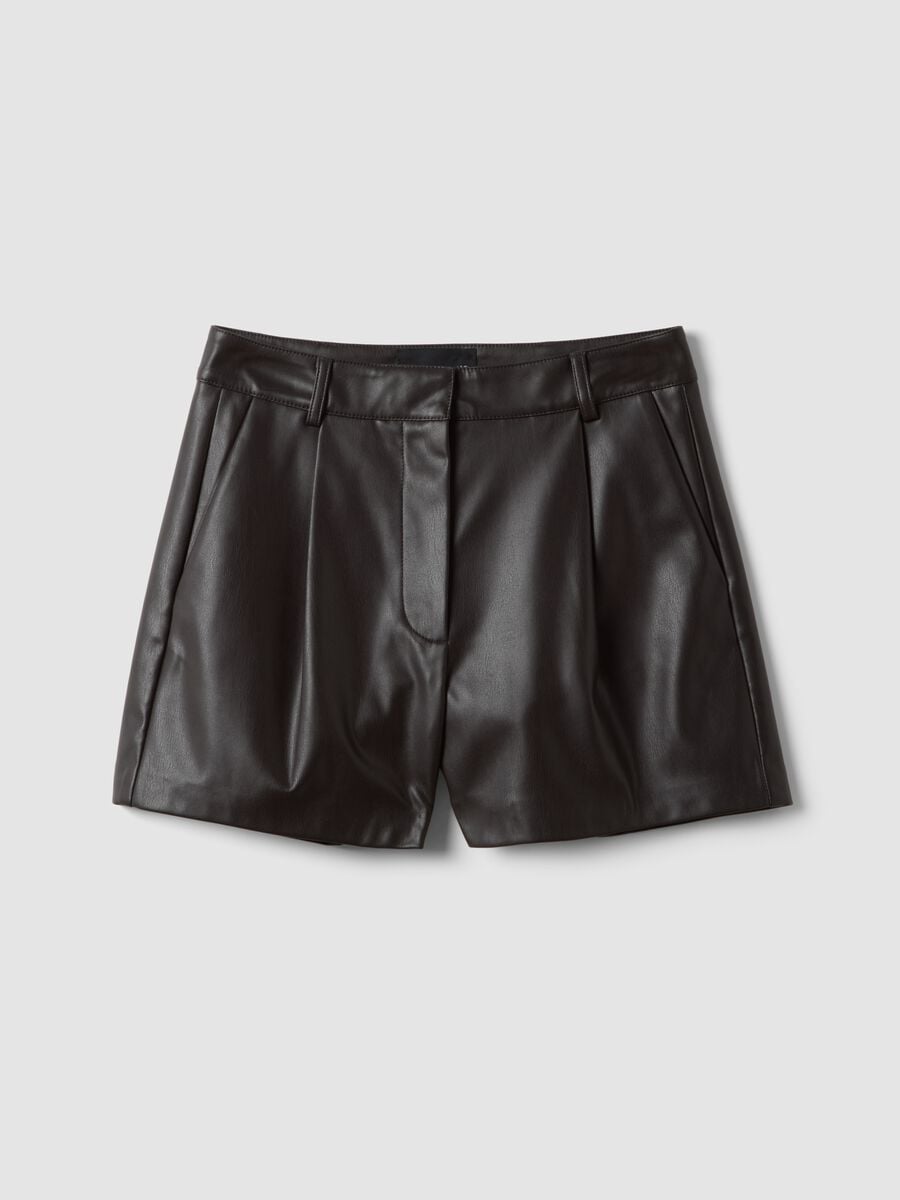 Shorts marroni regular fit con vita elasticizzata_4