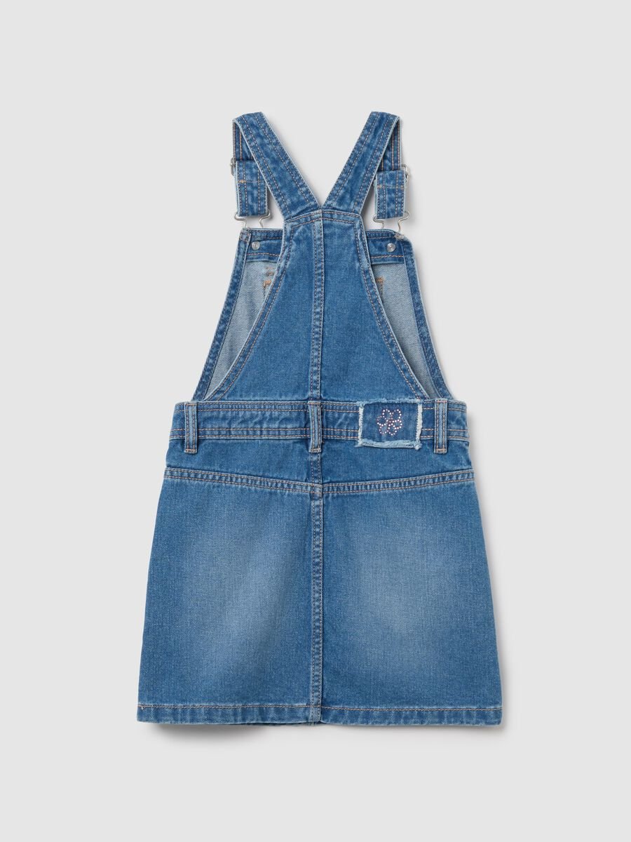 Denim pinafore with "Love" patch and diamantés_1