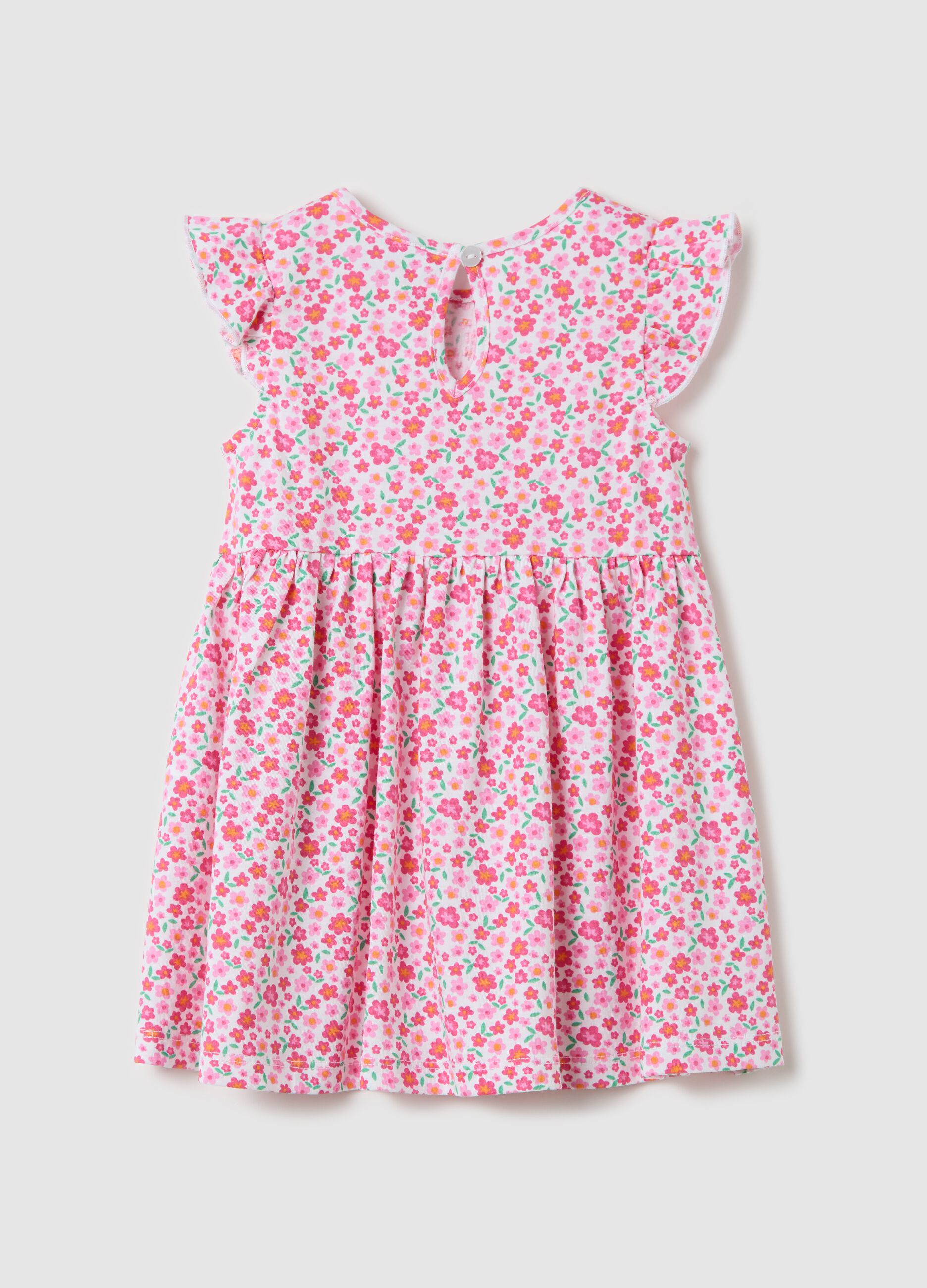 Vestito rosa a fiori in cotone