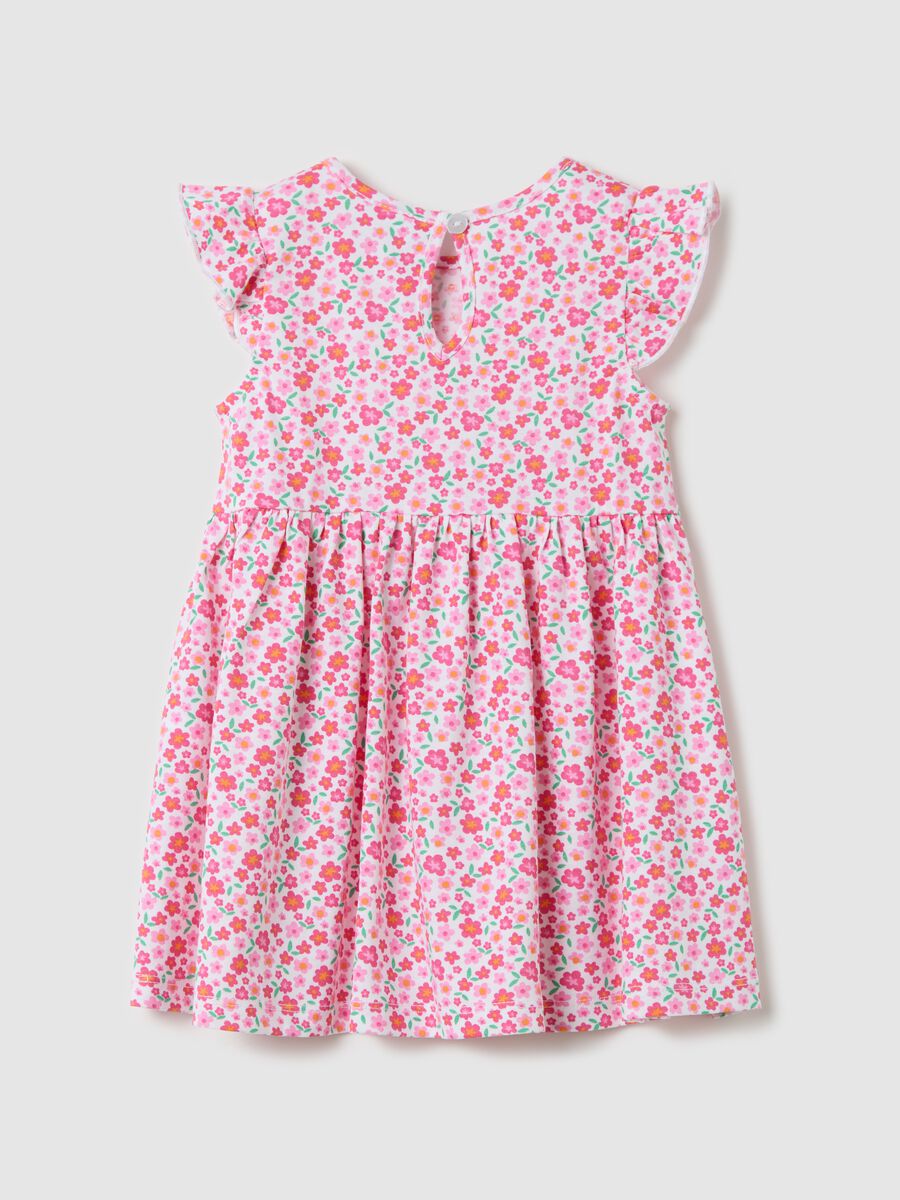 Pink dress with flowers in cotton_1