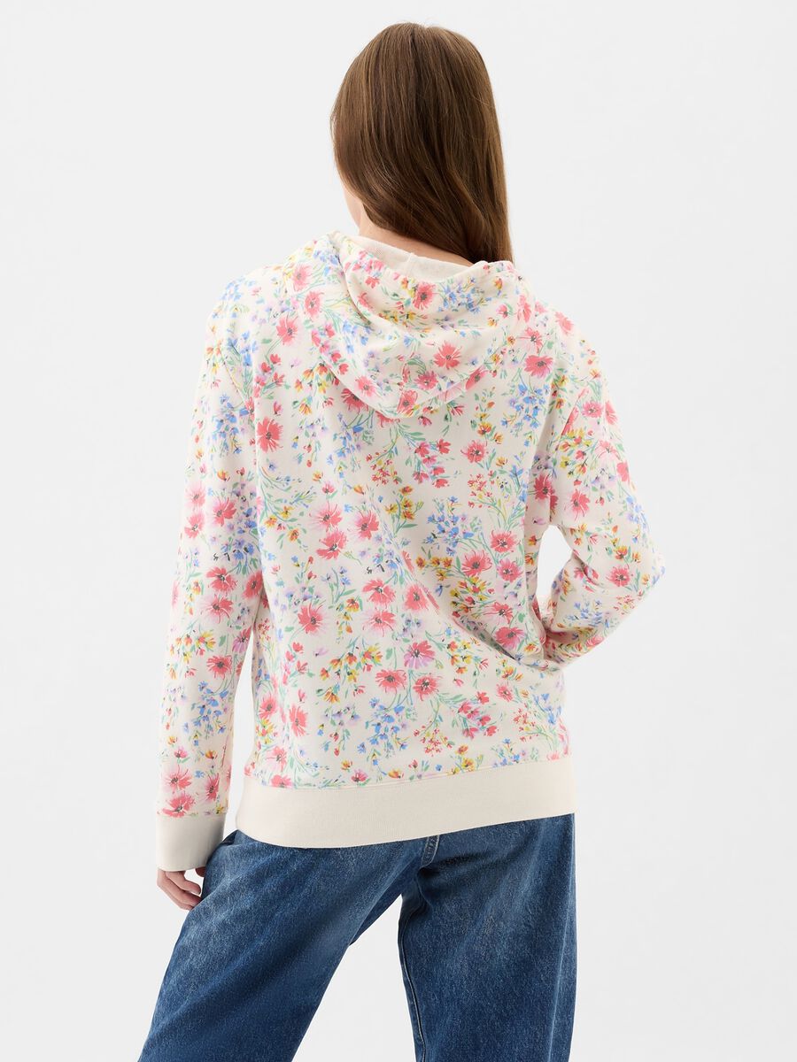 Floral sweatshirt with hood and logo embroidery_2