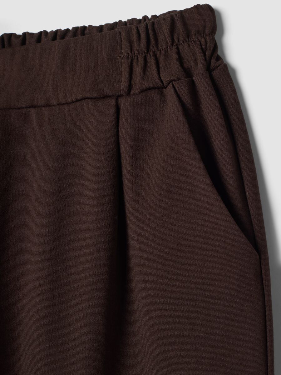 Brown regular-fit stretch viscose trousers_1