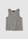 Multicolor striped regular fit cotton and linen tank top_4