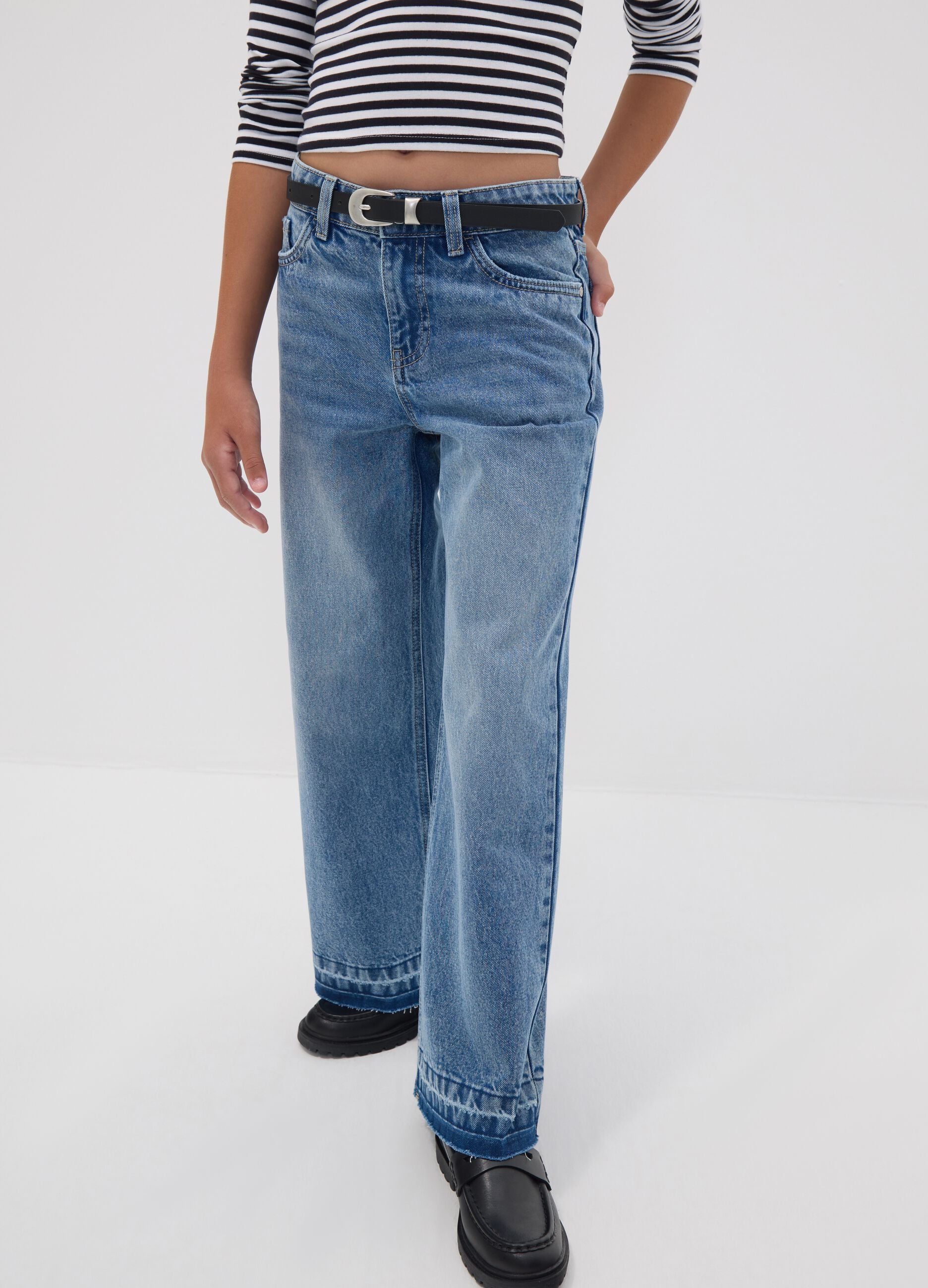 Pure cotton denim culotte jeans for girls