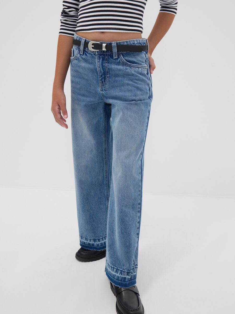 Jeans denim culotte in puro cotone per ragazza_2