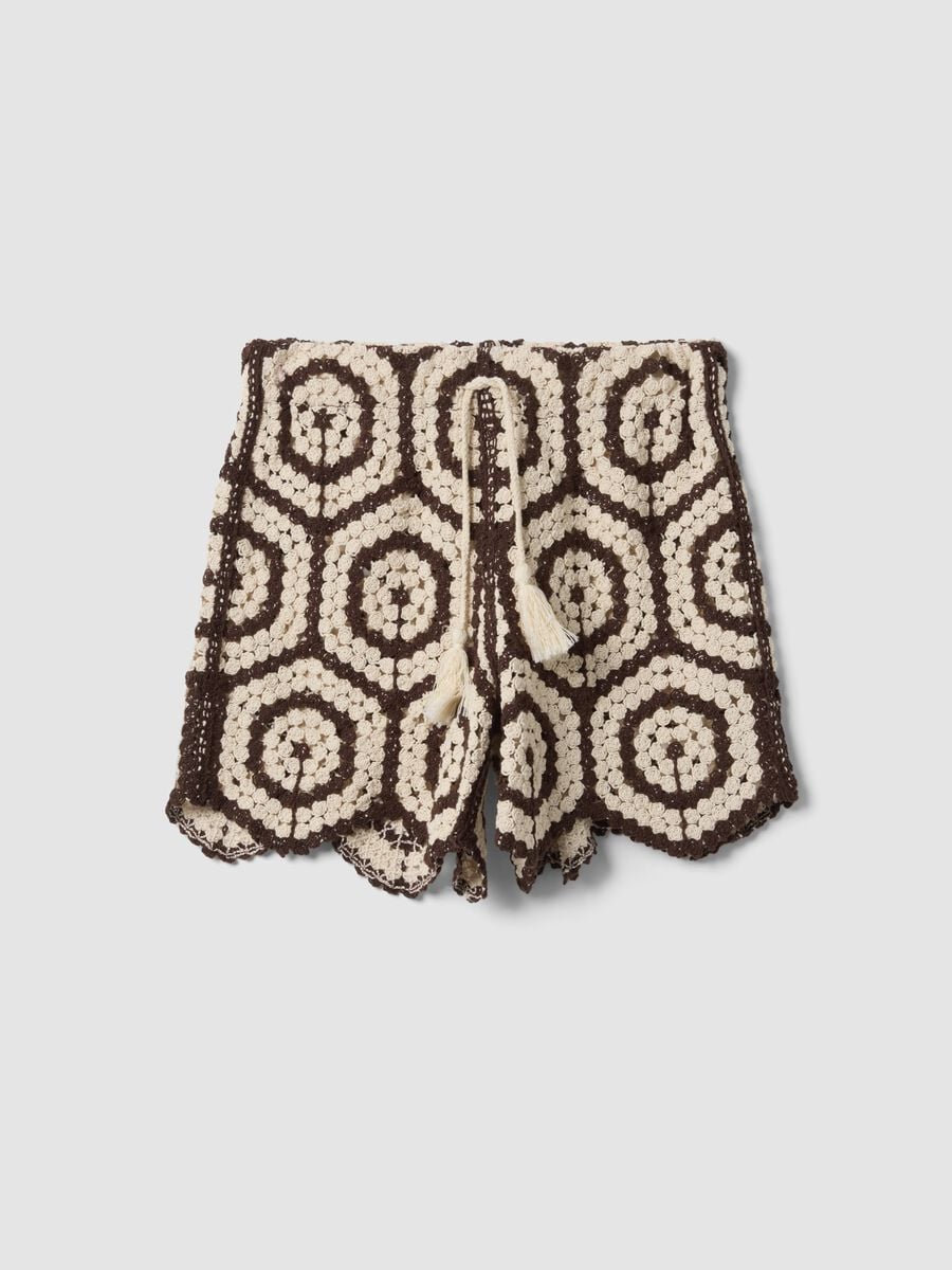 Multicolour crochet cotton-blend regular-fit shorts_4