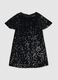 Girls' black velvet regular fit dress with sequins_0