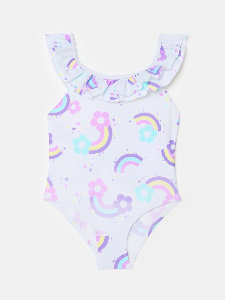 One-piece swimsuit with rainbows print_0