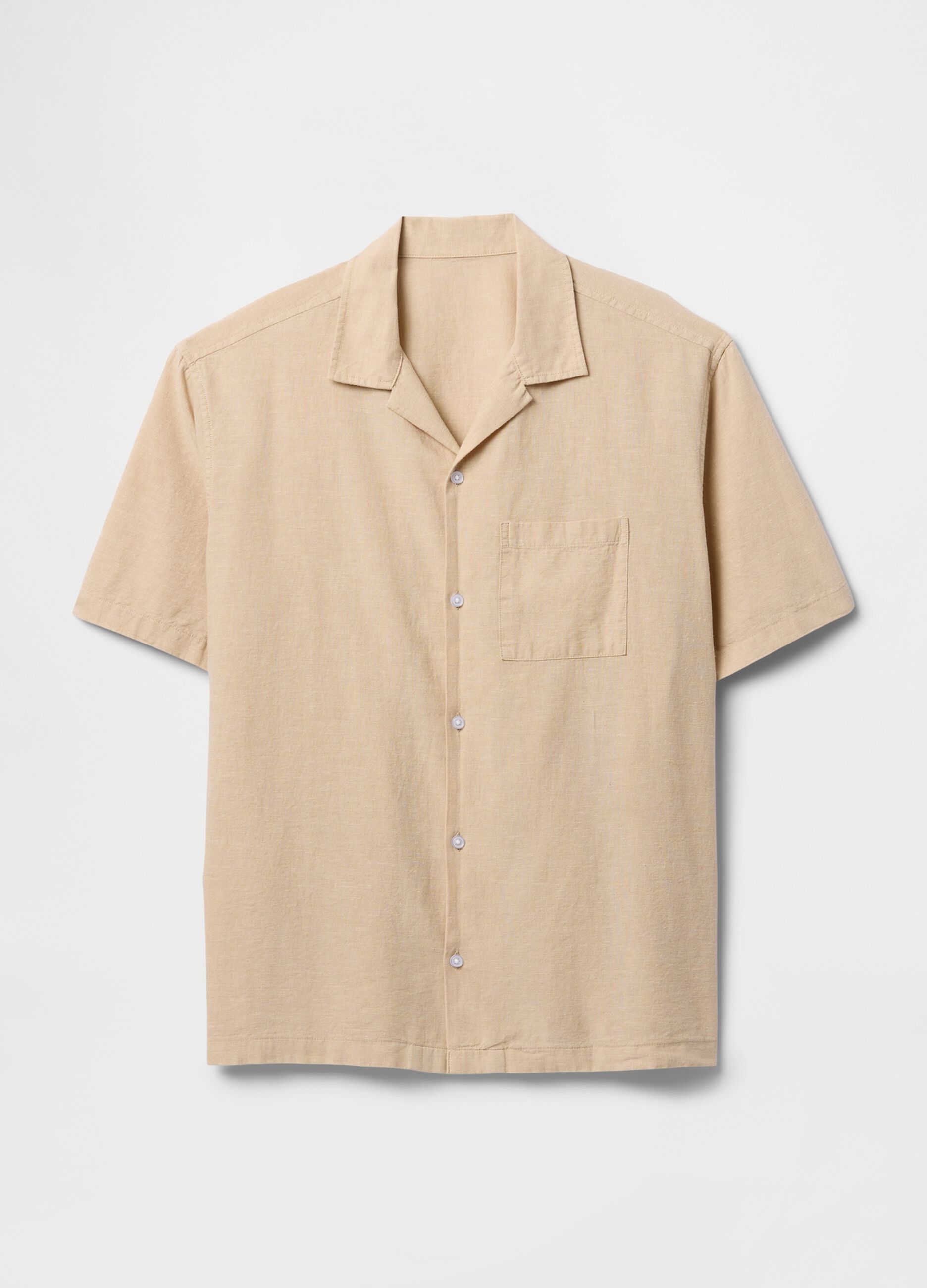 Beige linen short sleeve shirt
