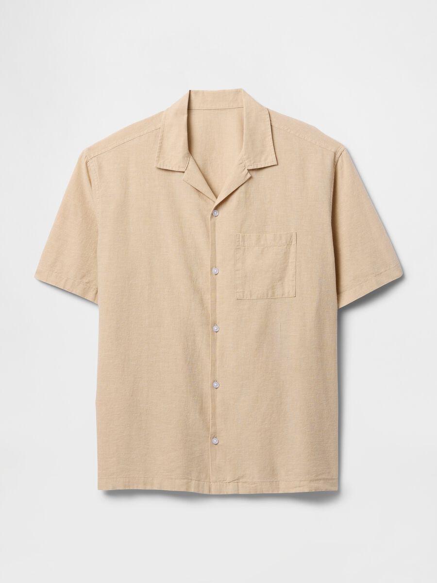 Beige linen short sleeve shirt_3