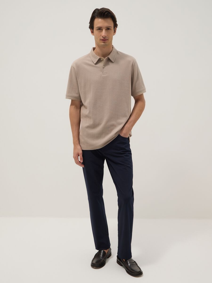 Beige Stretch Cotton Polo Regular Fit_1
