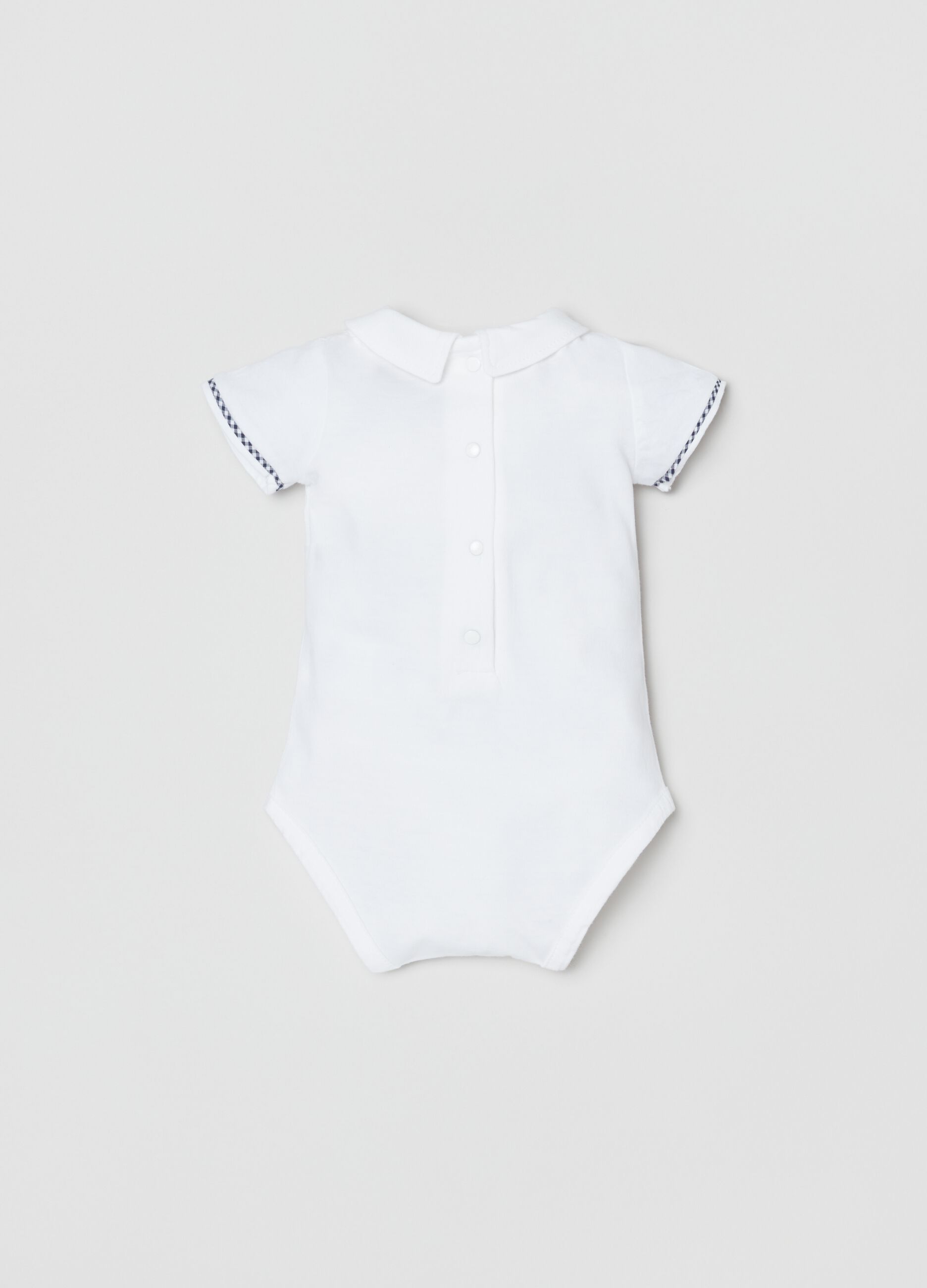 Cotton bodysuit with gingham details