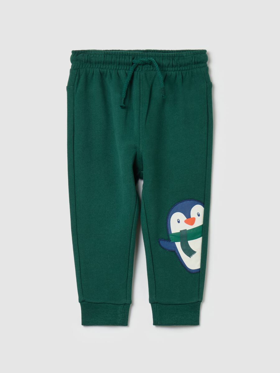 Joggers with drawstring and penguin patch_0