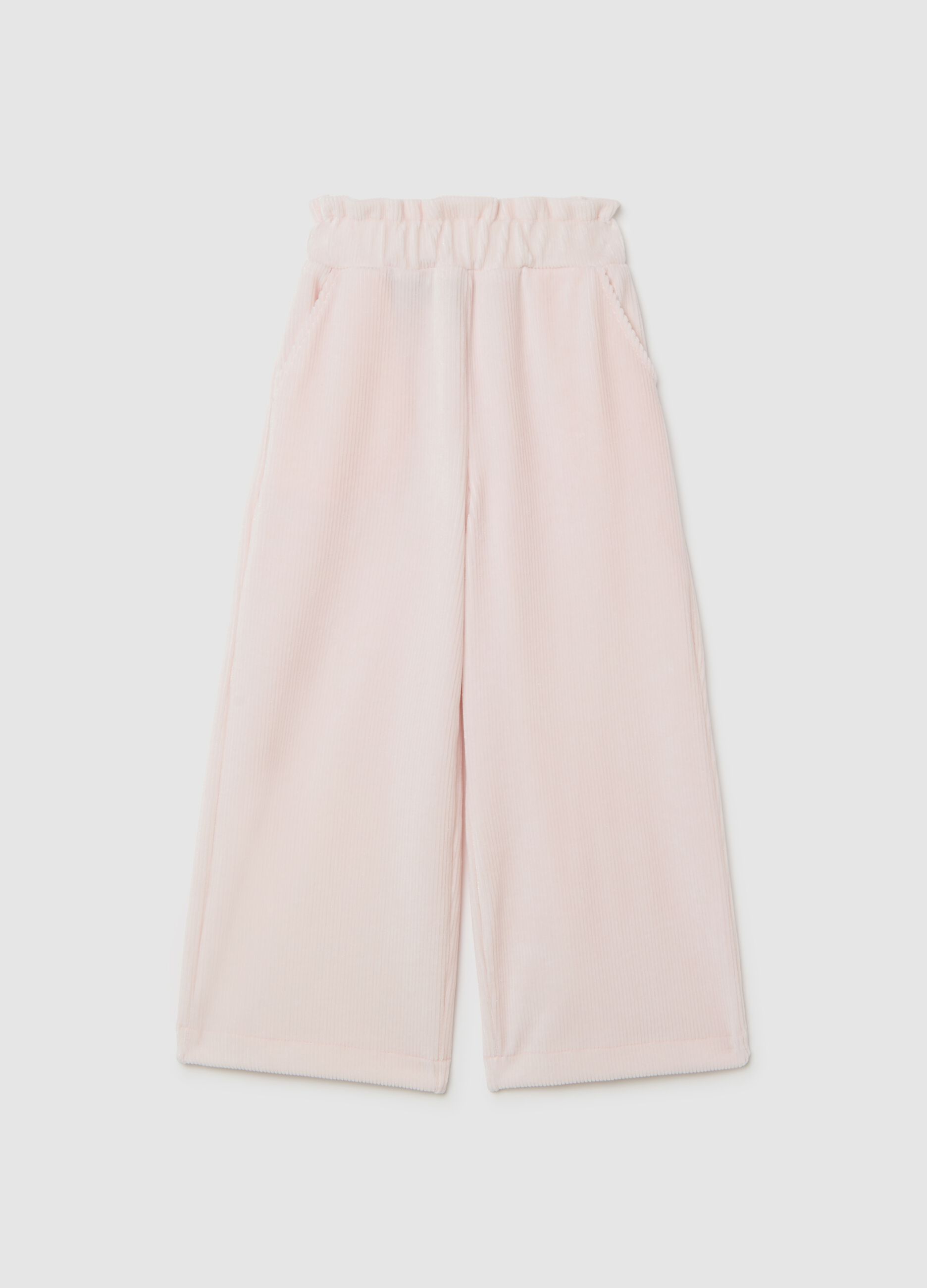 Pink chenille trousers for girls