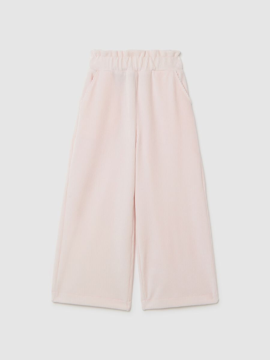 Pink chenille trousers for girls_0