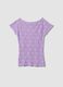 Purple stretch T-shirt with embossed floral texture_5