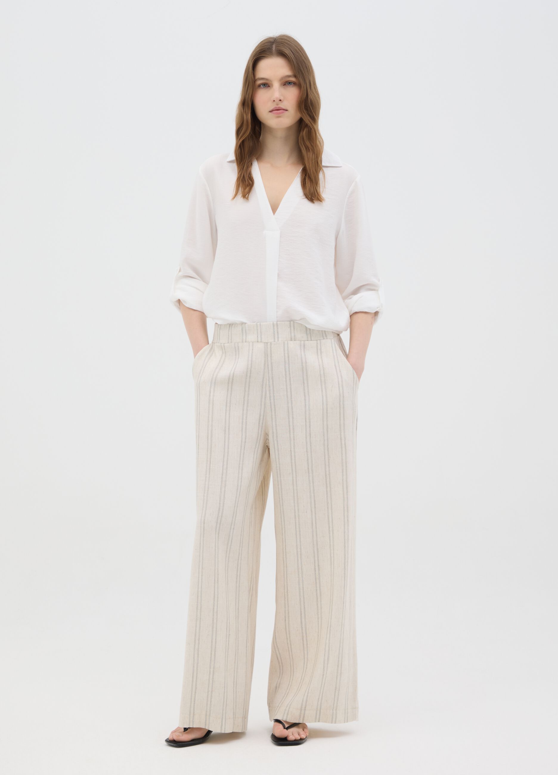 Women's Beige Regular Fit Trousers