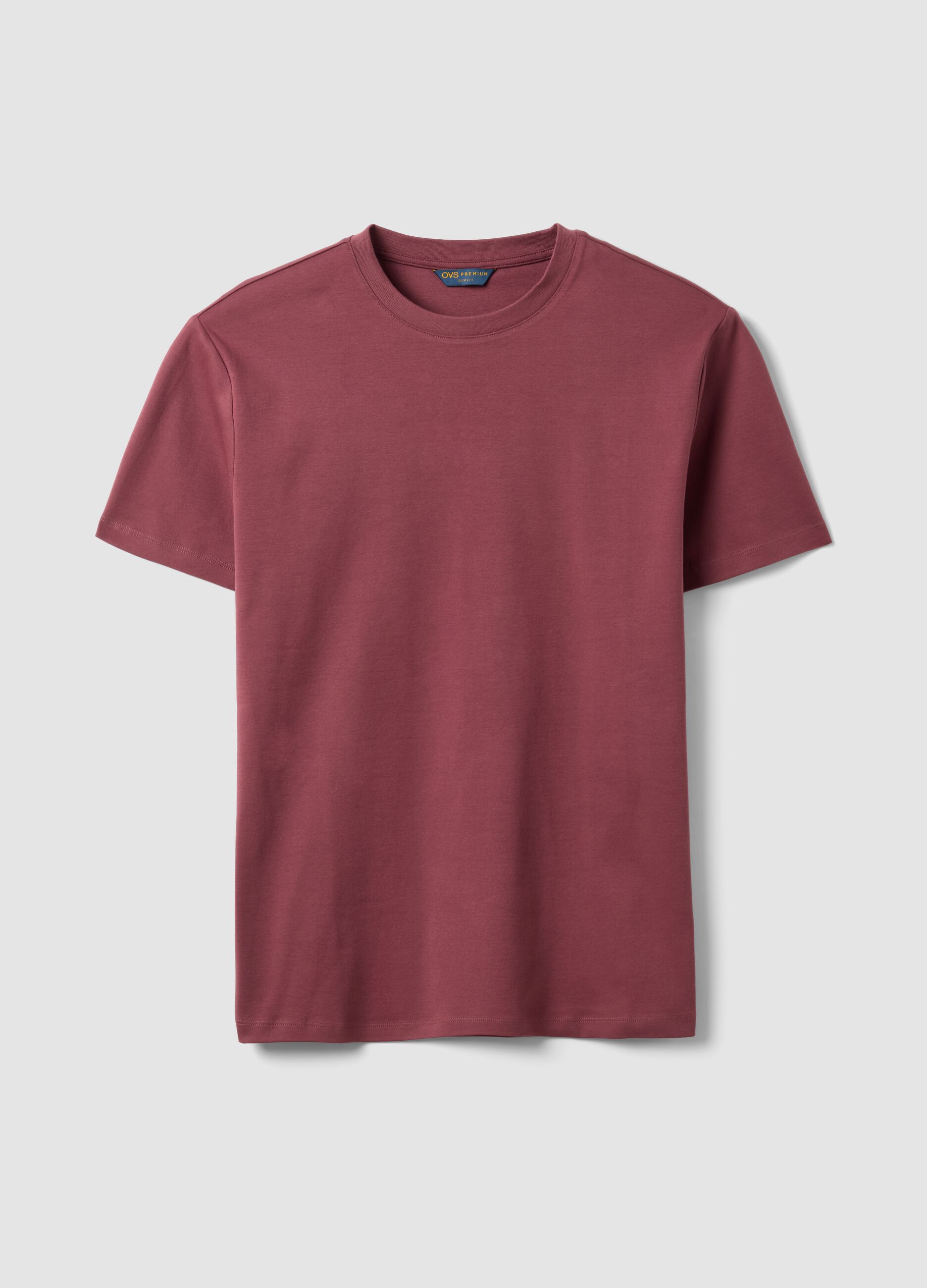 Red slim-fit T-shirt in pure mercerised cotton