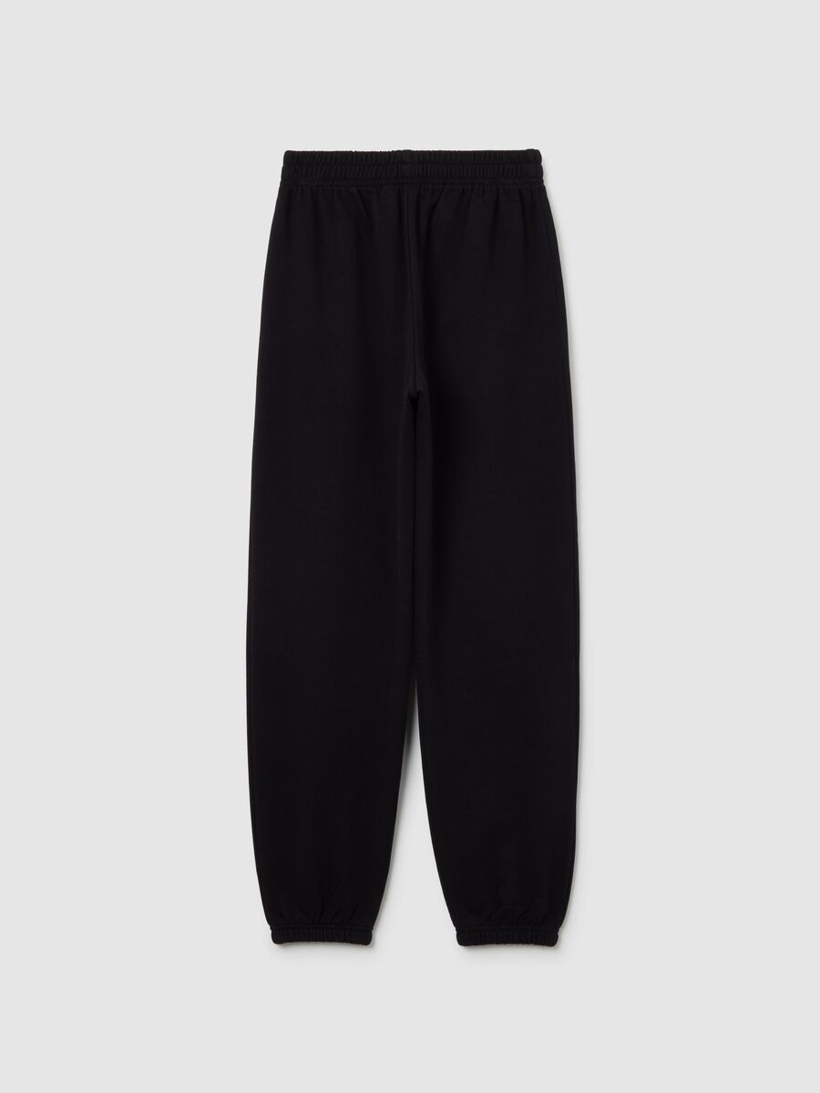 Girls' black regular fit cotton joggers_1