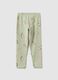 Girls' Green Stretch Cotton Leggings with Prints, Skinny Fit_1